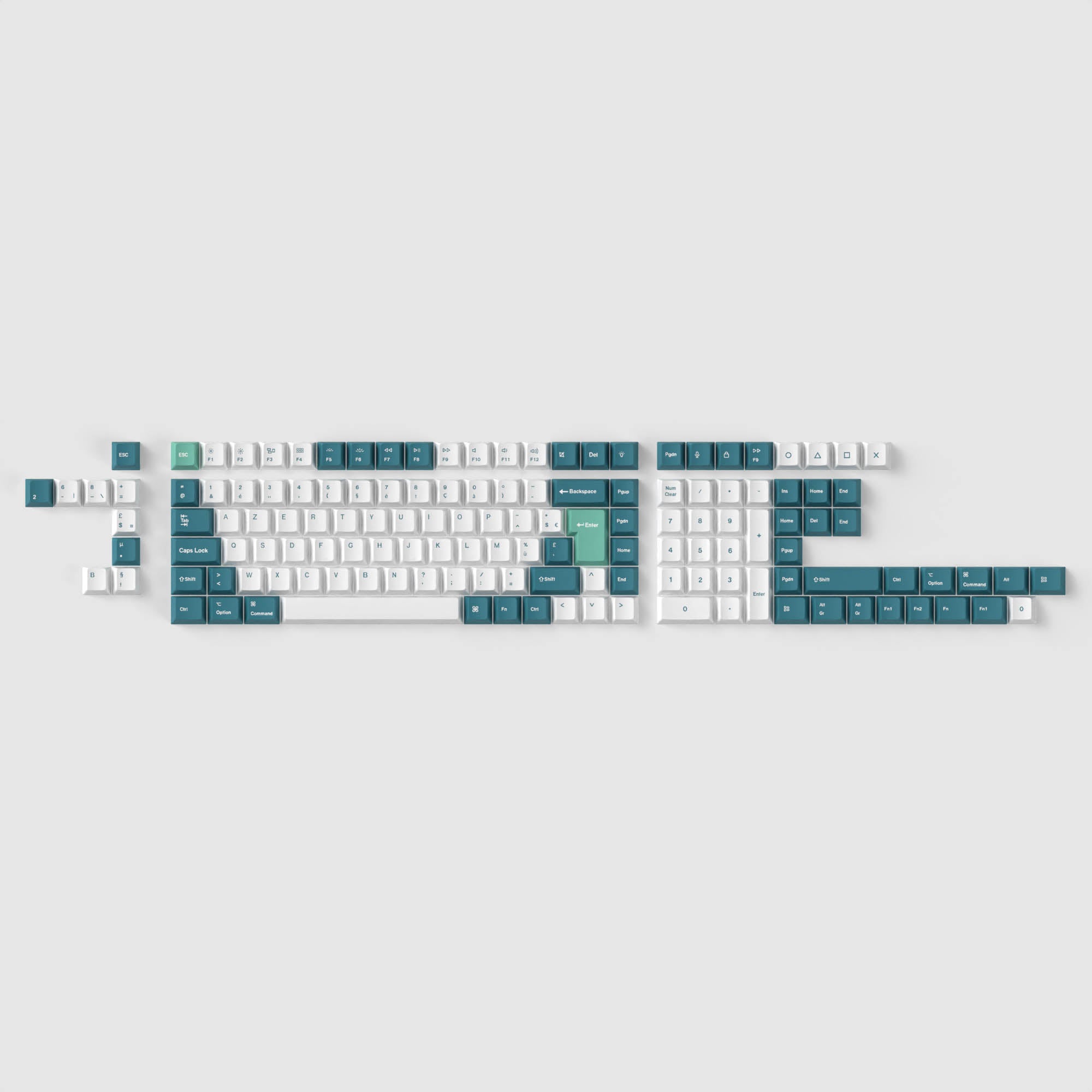 ISO Cherry Profile Dye-Sub PBT Full Set Keycap Set-White Mint-UK